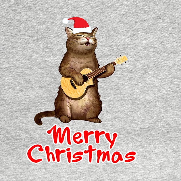 Funny xmas ugly Gifts for cat lovers owners playing ukelele by AwesomePrintableArt